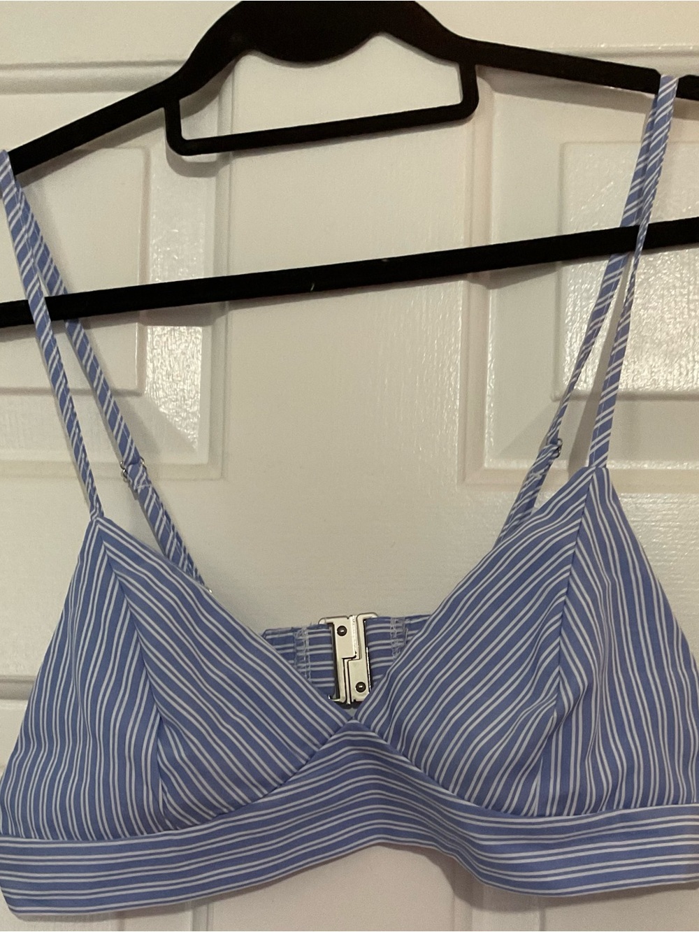 SHEIN Blue and White Pinstripe Wide-Leg Two Piece - Picture 4 of 13